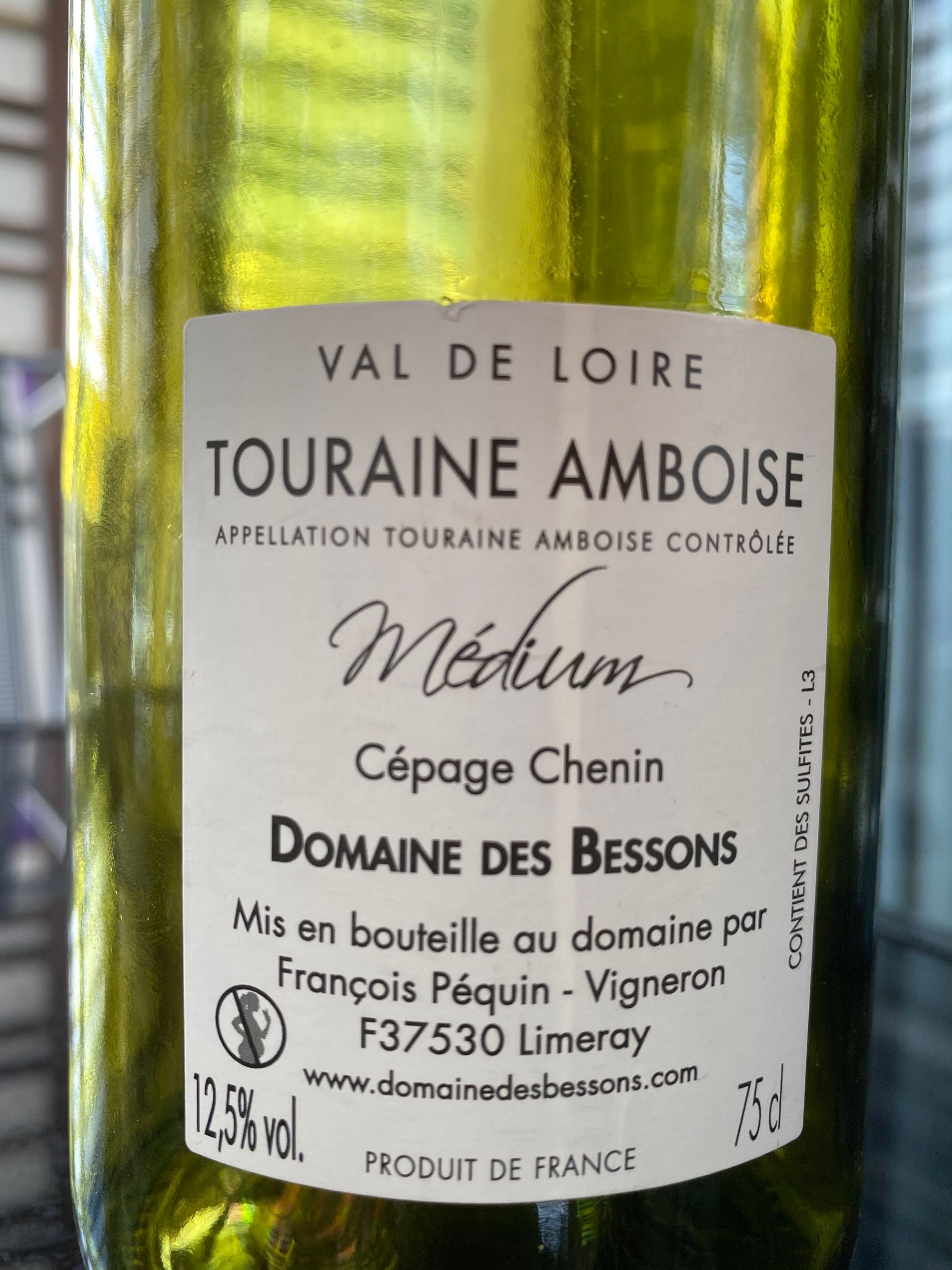 Domaine Des Bessons Médium 2017 - AOC Touraine Amboise - back label